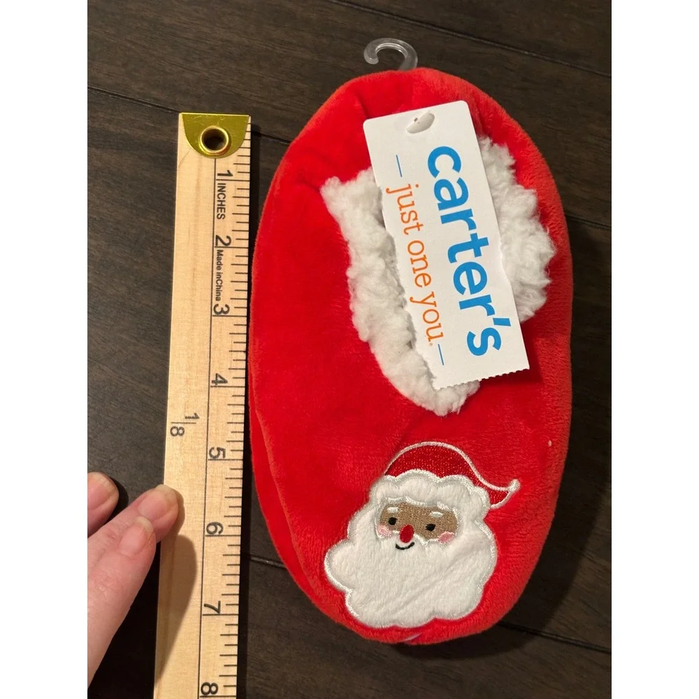Carters Just One You Kids Santa Claus Red Plush Slippers 4-5T JY02693